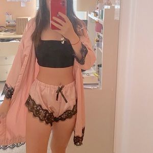 Pink Satin Robe and Shorts!!